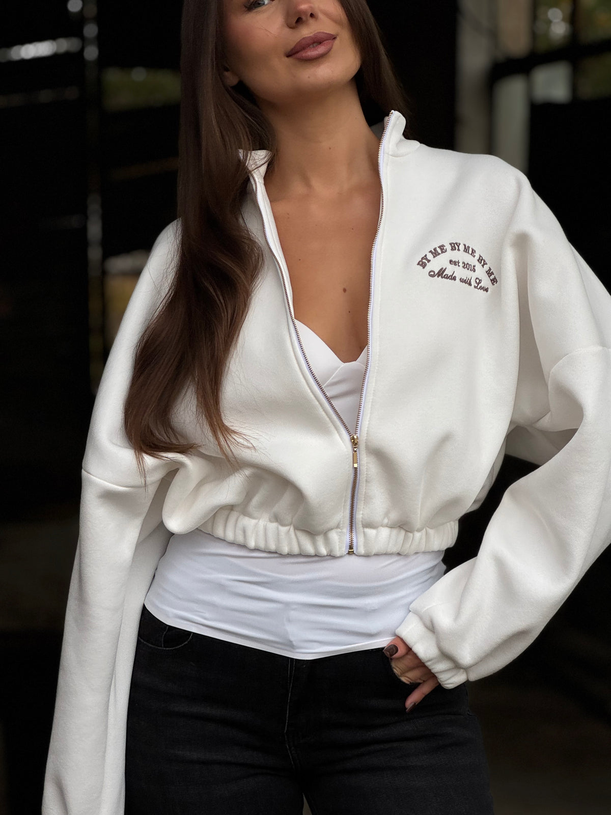 Bluza bomberka na zamek by me ecru