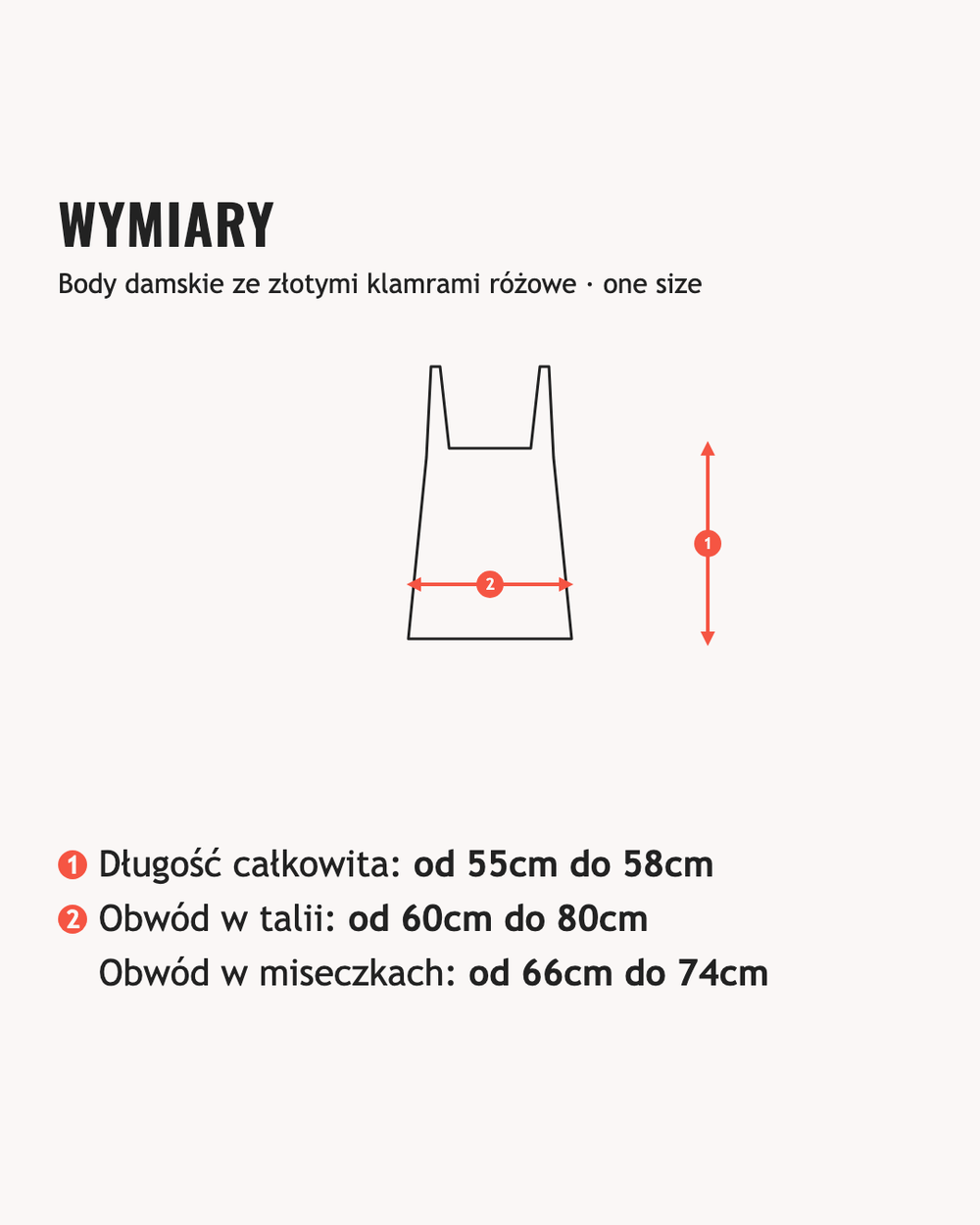 Wymiary: Body damskie ze złotymi klamrami różowe