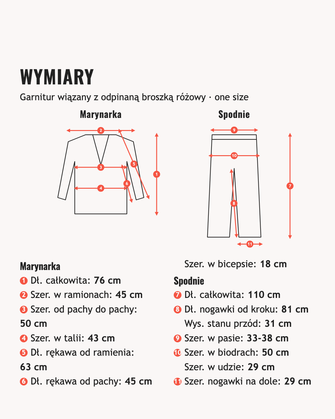 Wymiary: Garnitur wiązany z odpinaną broszką różowy
