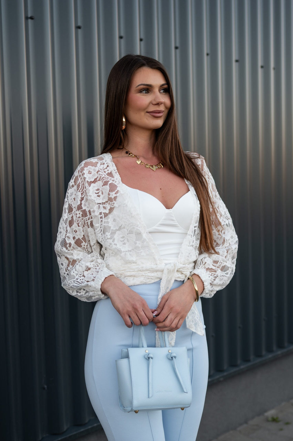 Kimono koronkowe białe