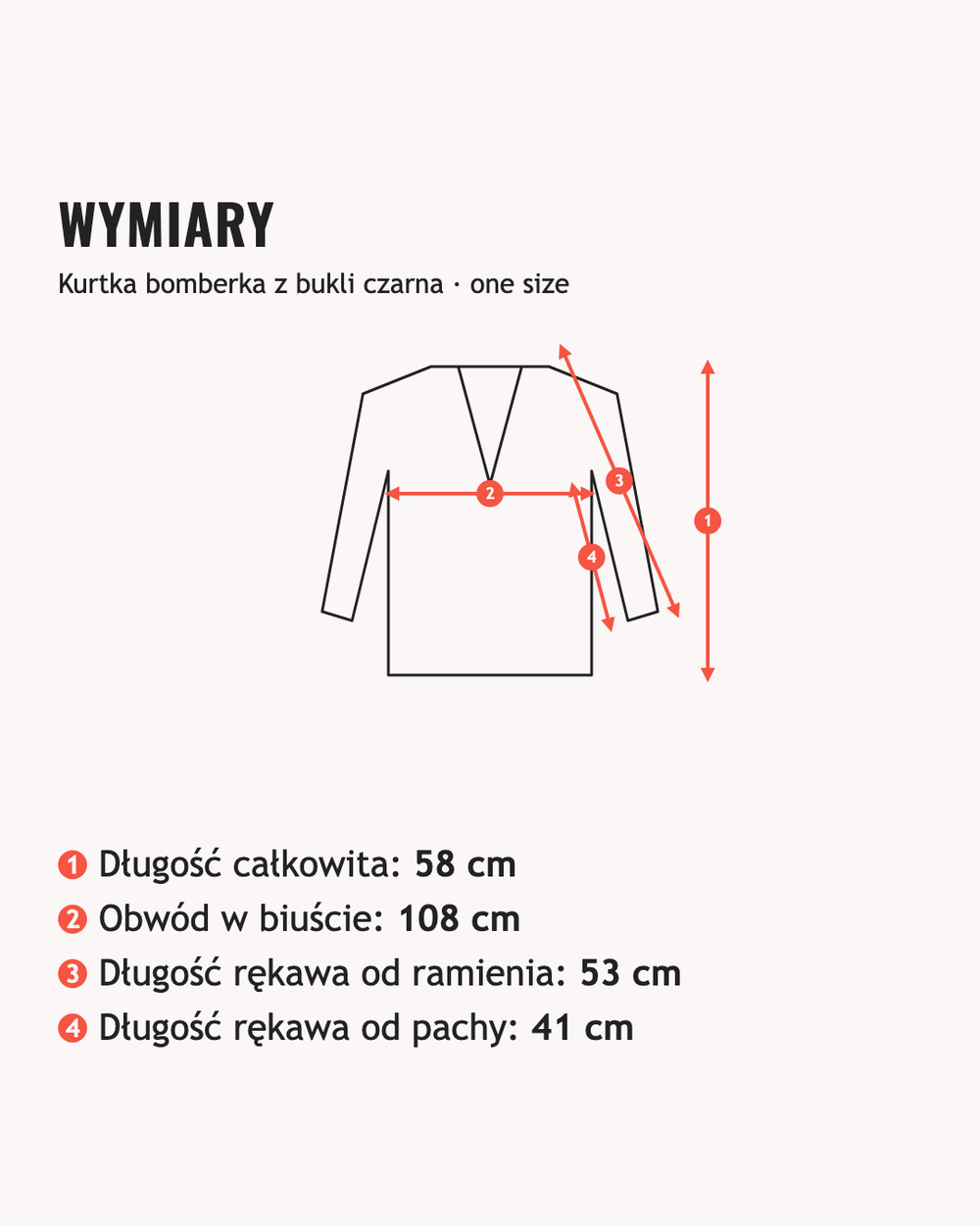 Wymiary: Kurtka bomberka z bukli czarna