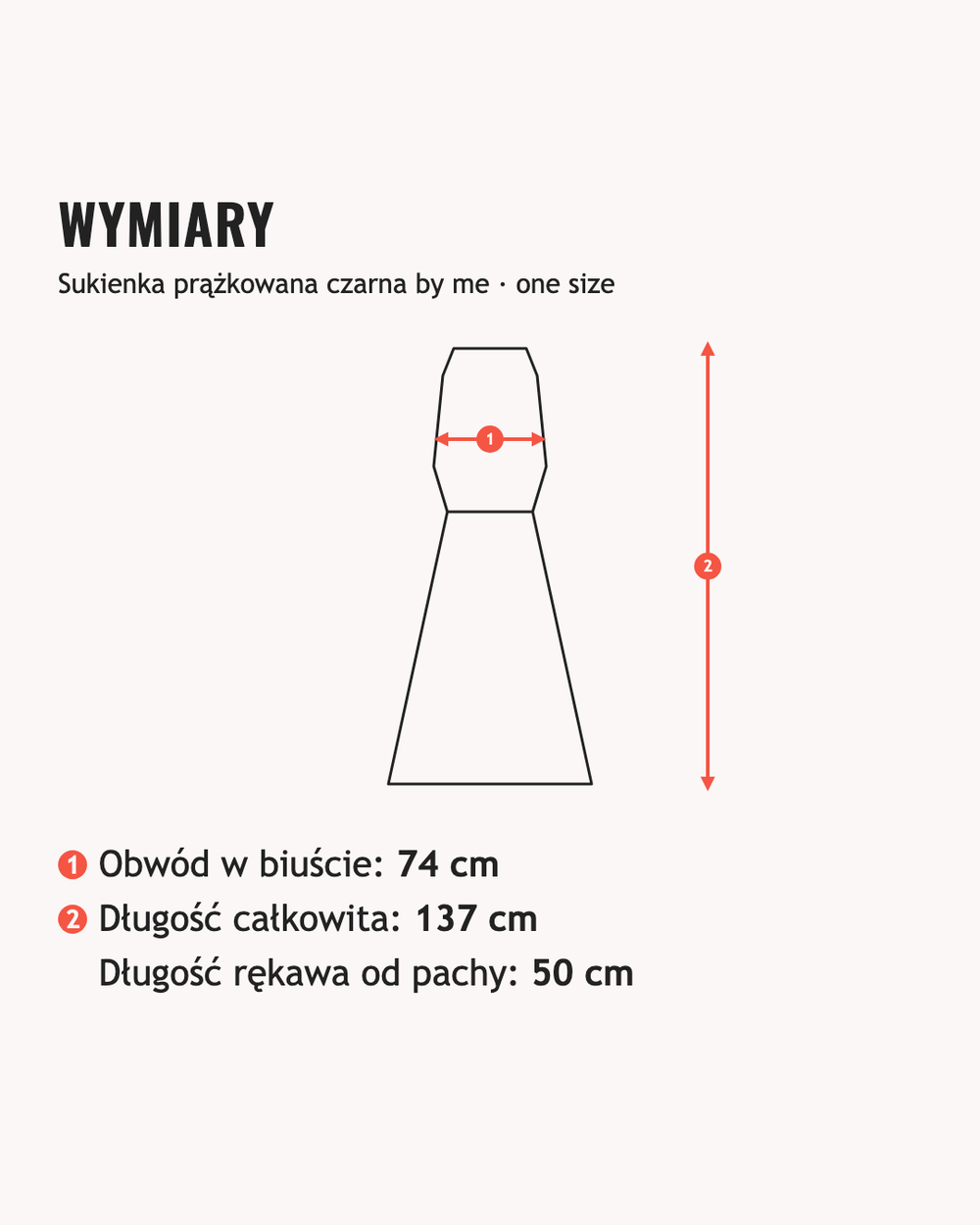 Wymiary: Sukienka prążkowana czarna by me