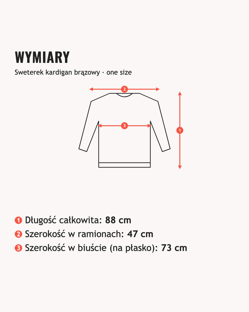 Wymiary: Sweterek kardigan brązowy