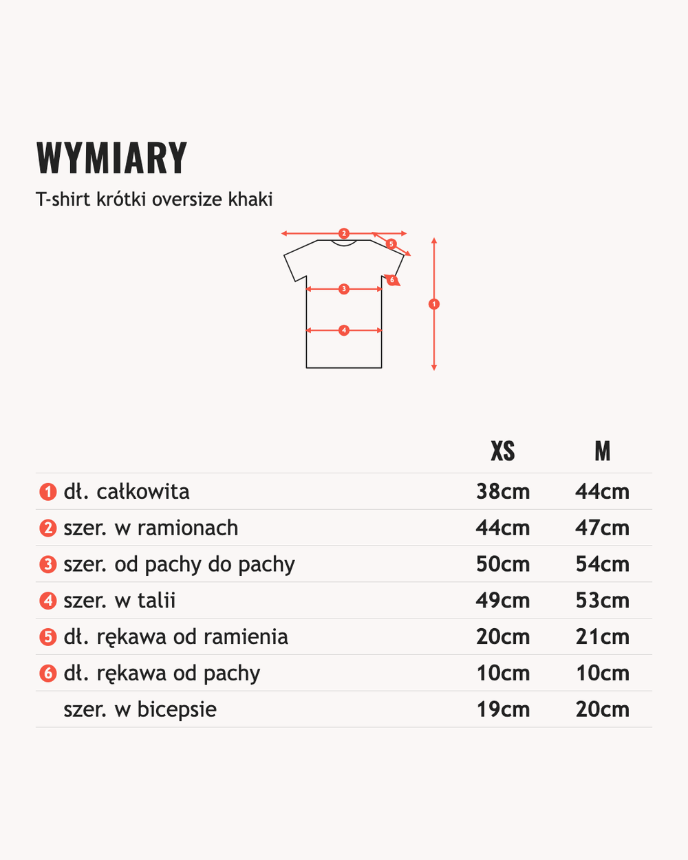 Wymiary: T-shirt krótki oversize khaki