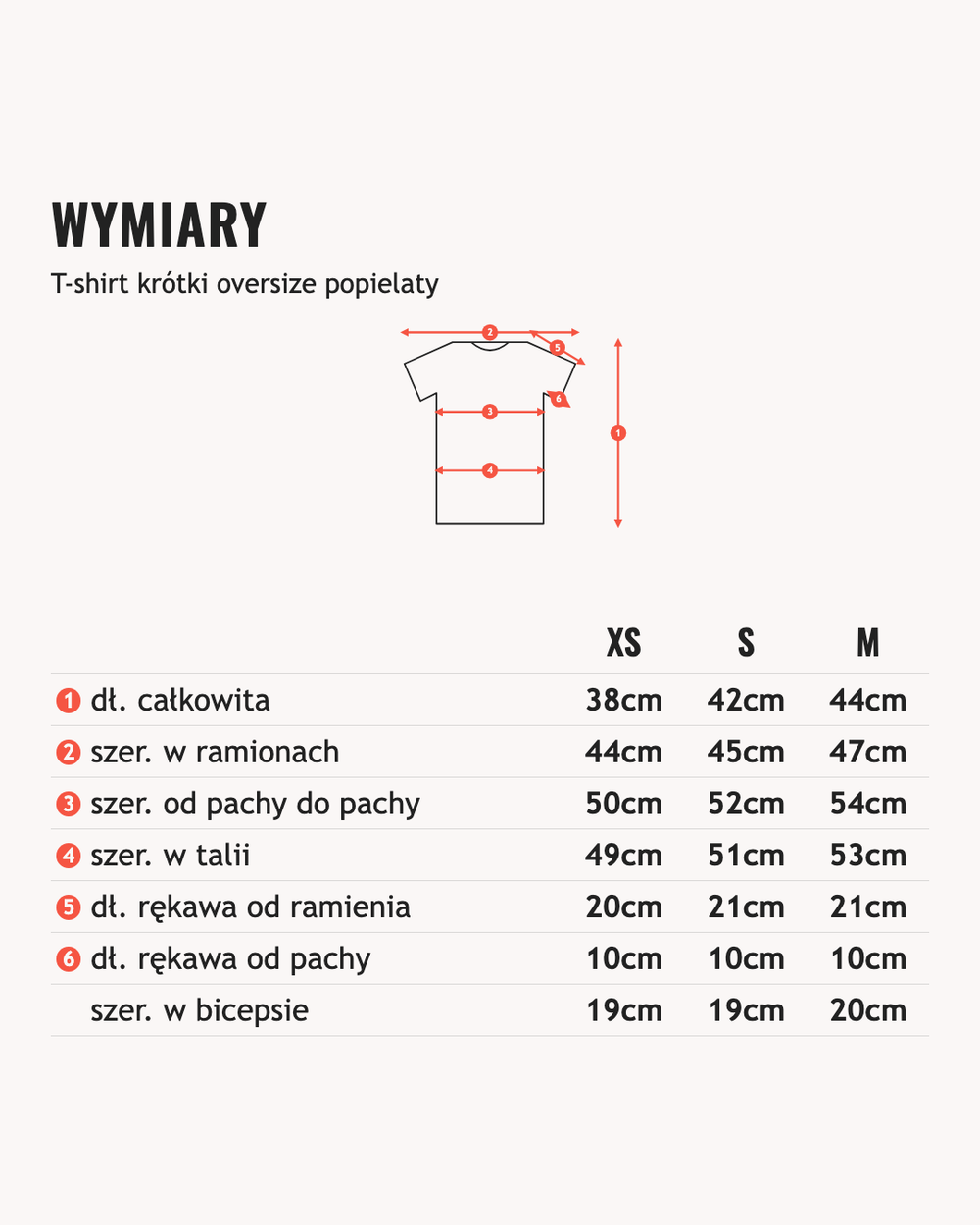 Wymiary: T-shirt krótki oversize popielaty