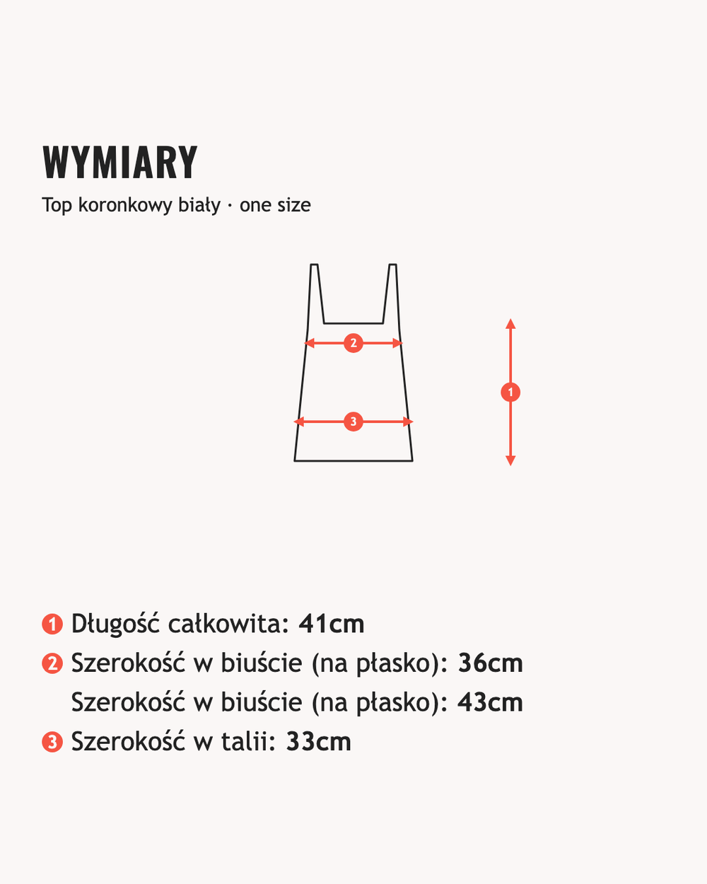 Wymiary: Top koronkowy biały
