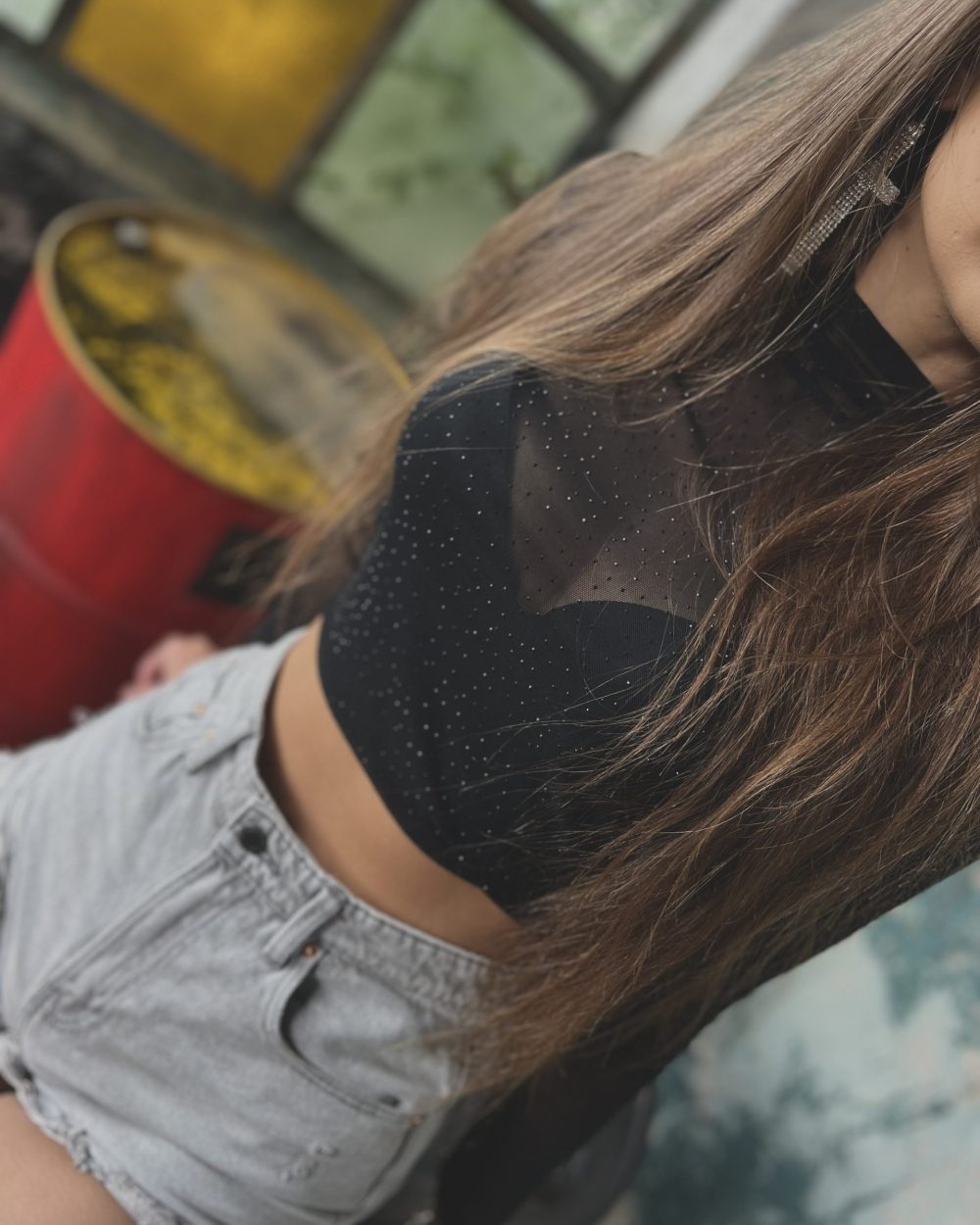 Bluzka siateczka czarne dżety