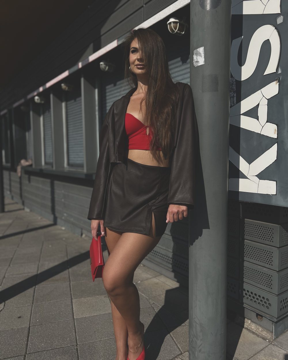 Spódniczko spodenki skórzane brązowe