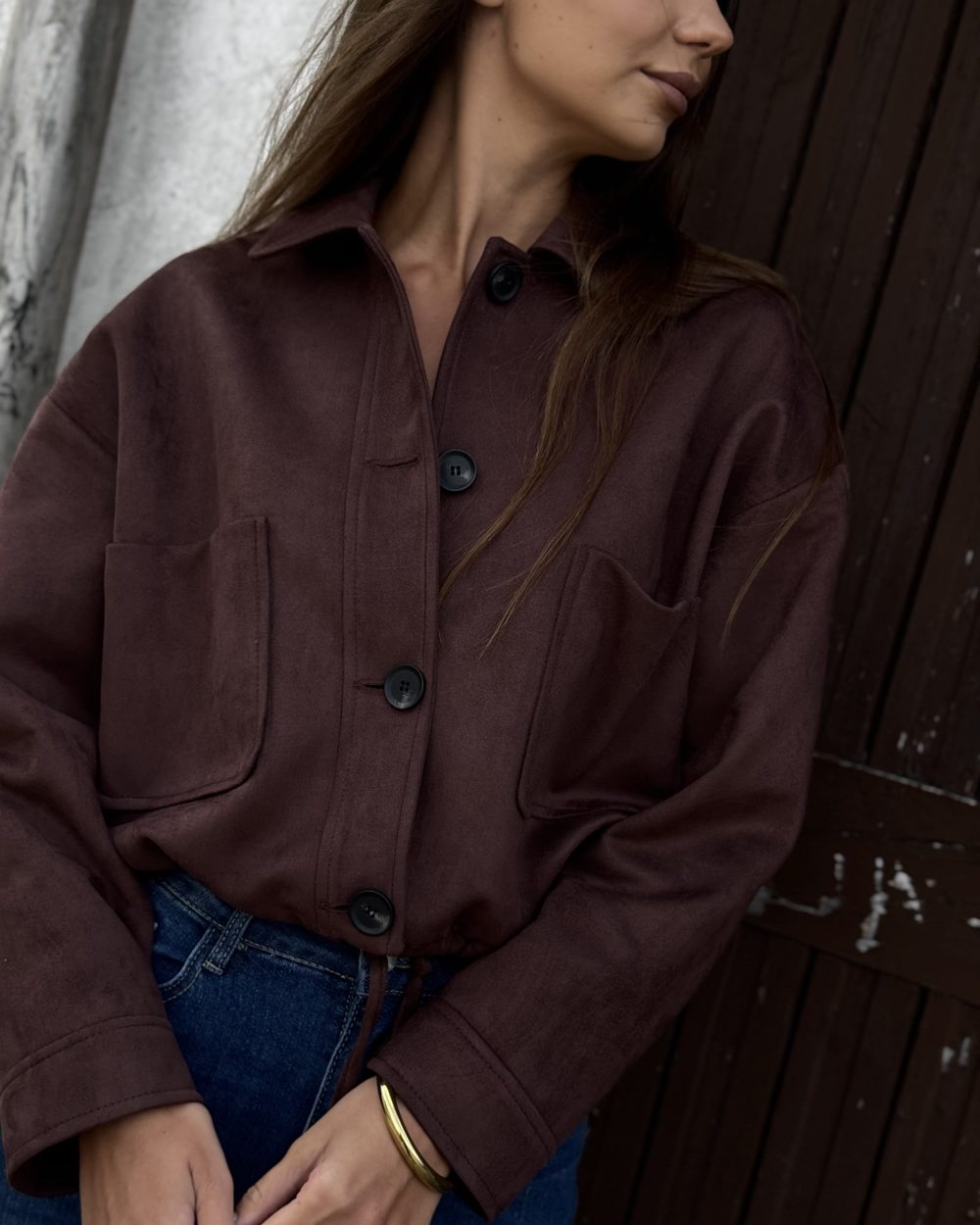 Kurtka bomberka zamszowa EDAN brązowa